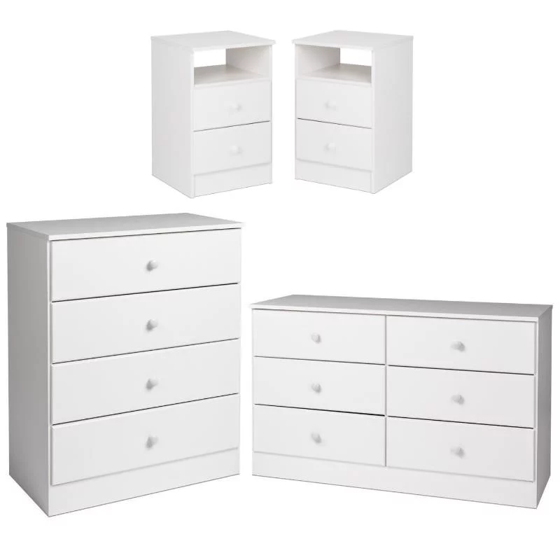 Home Square 4-Piece Set with 2 Nightstands 4-Drawer Chest & Double Dresser