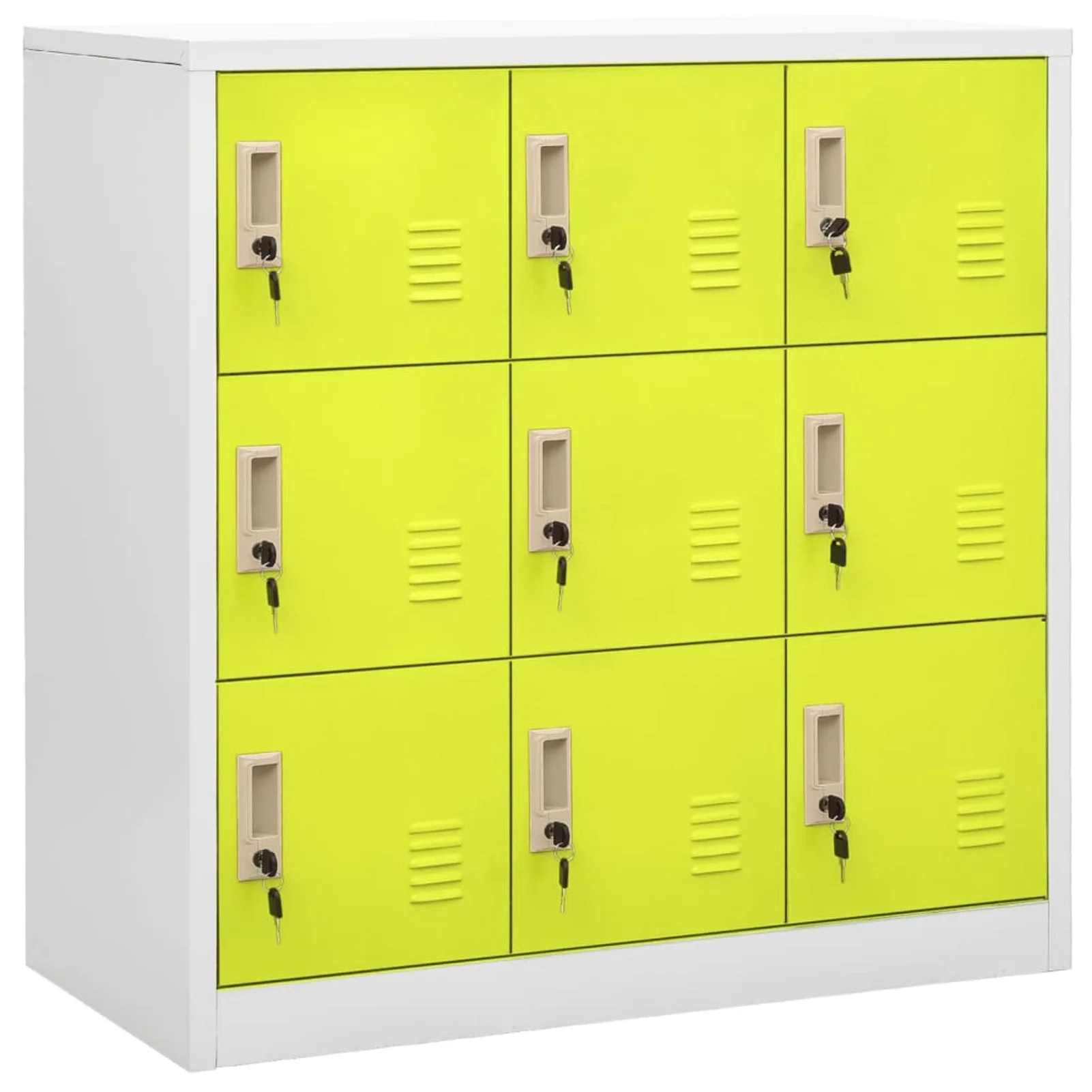 Anself Locker Cabinet with 9 Lockable Storage Cabinets Steel File Cabinet Green for Office, Living Room, Bedroom, Home Furniture 35.4 x 17.7 x 36.4 Inches (W x D x H)