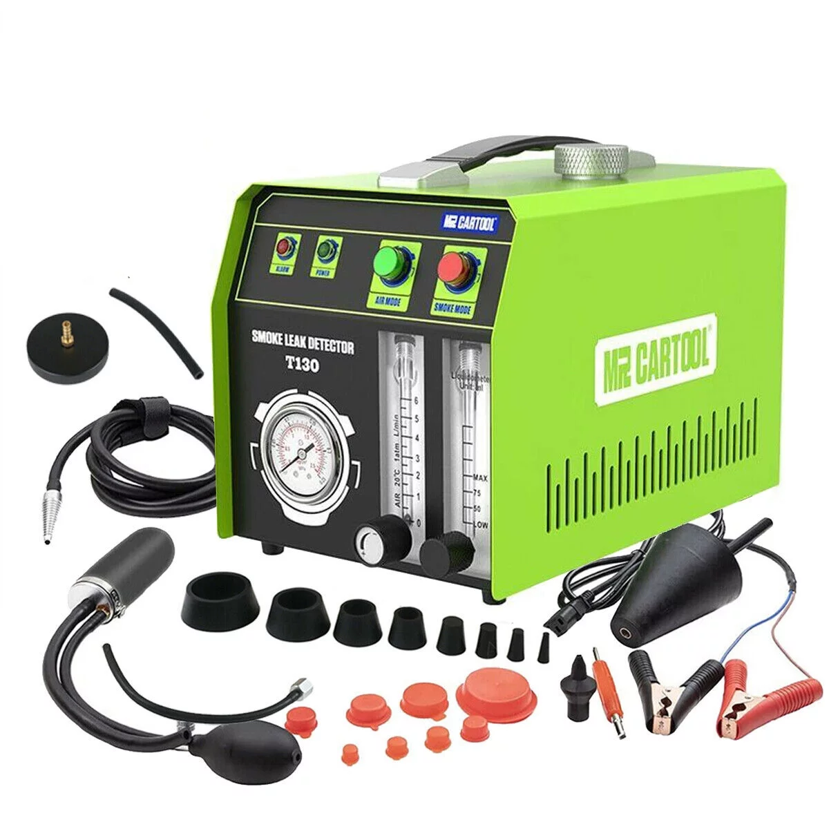 Auto Smoke Leak Detector, EVAP Vacuum Smoke Machine, Pipe System Leakage Tester Analyzer, Vehicle Diagnostic Tool W/ Oil Level Adjustable Flowmeter for Car Motorcycles Truck Boat, T130