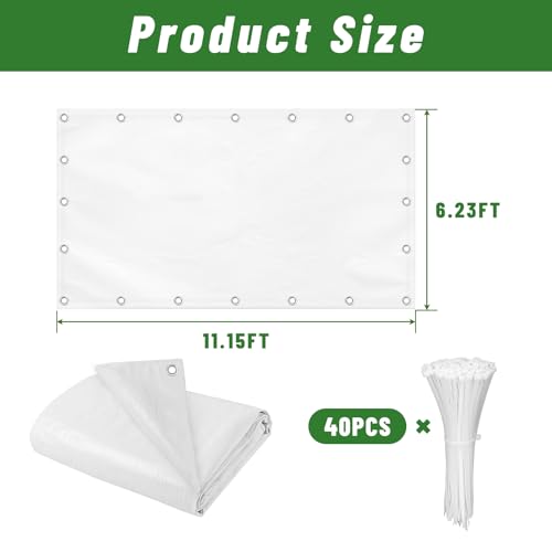 11.1x6.2 Ft Chicken Coop Cover Waterproof, White Chicken Coop Tarp, Chick Tent Cover for Shade, Chicken Run Cage for Sun Resistance (1pack Poultry Cage Tarp)
