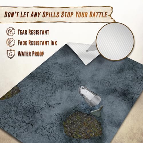 Battle Game Mat - 48x48 - Dungeons Tabletop Dragons Dice Role Playing Map - Wargaming RPG Warfare 40k Flames War - Reusable Miniature Figure Board Games - Warhammer Gaming Vinyl Mat
