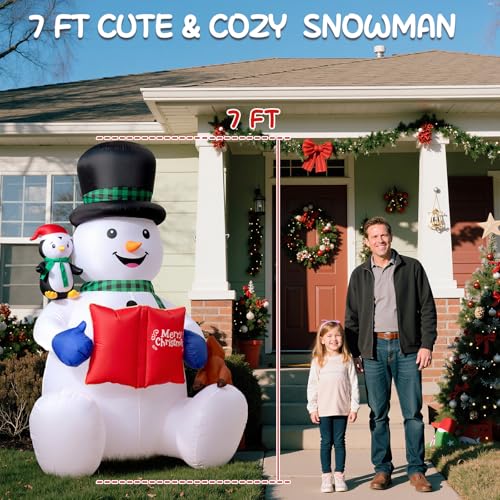 Dawdix 15FT Christmas Decor Inflatable Snowman, Blow Up Yard Decor Snowman with LED Lights & Magic Hat, Winter Outside Decorations for Yard Garden Patio Lawn Holiday Xmas Party Garden, for Him, Her