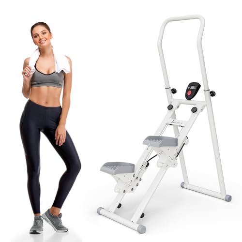 Stair Stepper for Home, Stair Master for Exercise at Home Folding Stair Stepper for Full-Body Workout Cardio Exercise Compact Stair Climber with Adjustable Handlebar & Pedals