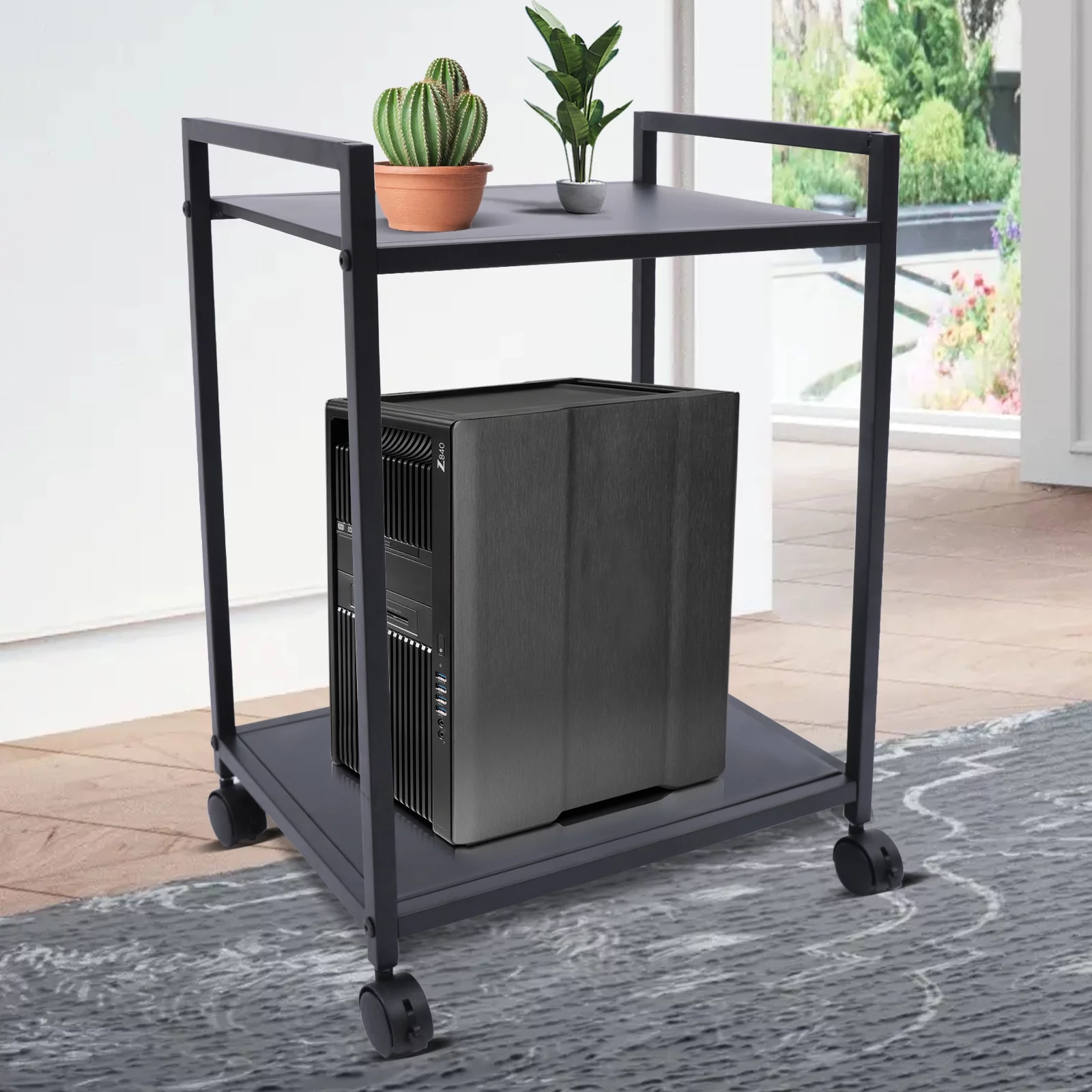 TOOL1SHOoo Computer Tower Stand, 2Tier Stand, CPU Stand PC Stand with Lockable Wheels US