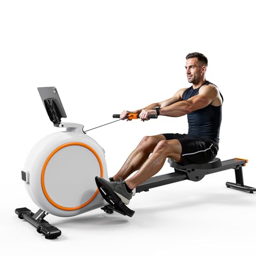 Rowing Machines for Home, Magnetic Rower with 32-Level Whisper-Quiet Resistance & 300LBS Weight Capacity, Row Machine with LED Monitor & Comfortable Seat, Bluetooth, App Supported and Tablet Holder