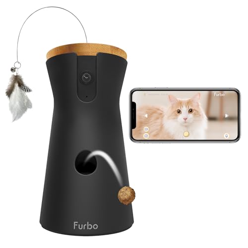 Furbo 360° Cat Camera - Unlock Camera & Smart Features w/Paid Plan: Home Security & Pet Safety Alerts, Rotating Treat Dispenser w/Speaker, Smart Cam w/Phone App (Subscription Required, 3mo Minimum)