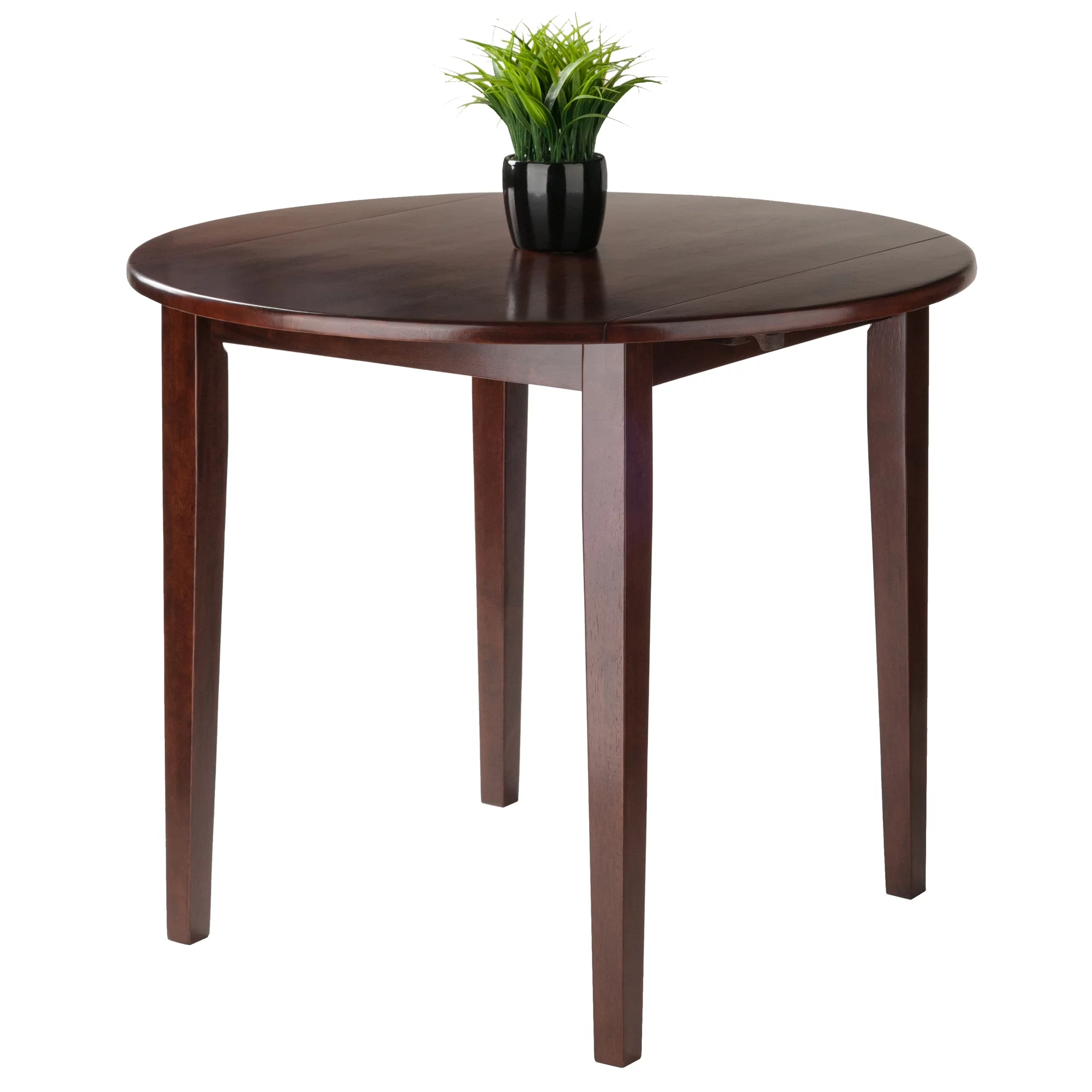 Winsome Wood Clayton Round Drop Leaf Dining Table, Walnut Finish