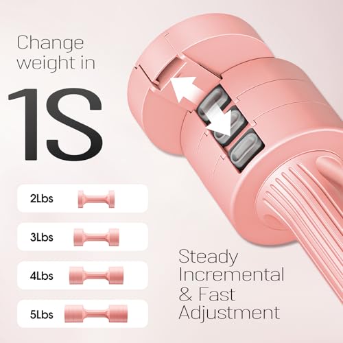 EAST MOUNT Adjustable Dumbbells 5 lb Dumbbells Set of 2 / Pair 10 lb Total Free Weights 6 in 1 Women Hand Weights for Home,Office,Gym Exercise Training 2lb 3lb 4lb 5lb Fast Adjust