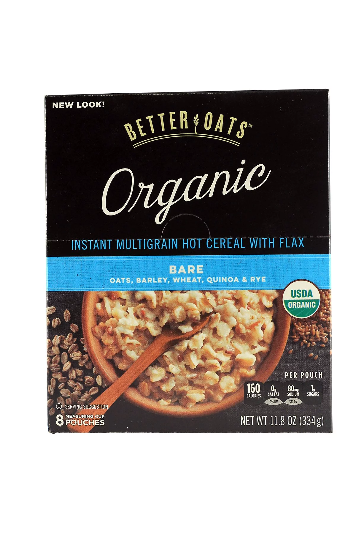 Organic and Nutritious Better Oats Raw Pure & Simple Multigrain Hot Cereal - Flax Infused, 8 Pouches (Pack Of 2) - A Wholesome Breakfast Delight!