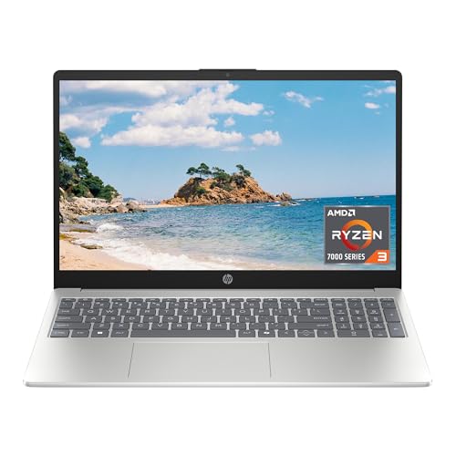 HP 15.6 inch Laptop, HD Touchscreen Display, AMD Ryzen 3 7320U, 8 GB RAM, 256 GB SSD, AMD Radeon Graphics, Windows 11 Home, Natural Silver, 15-fc0399nr