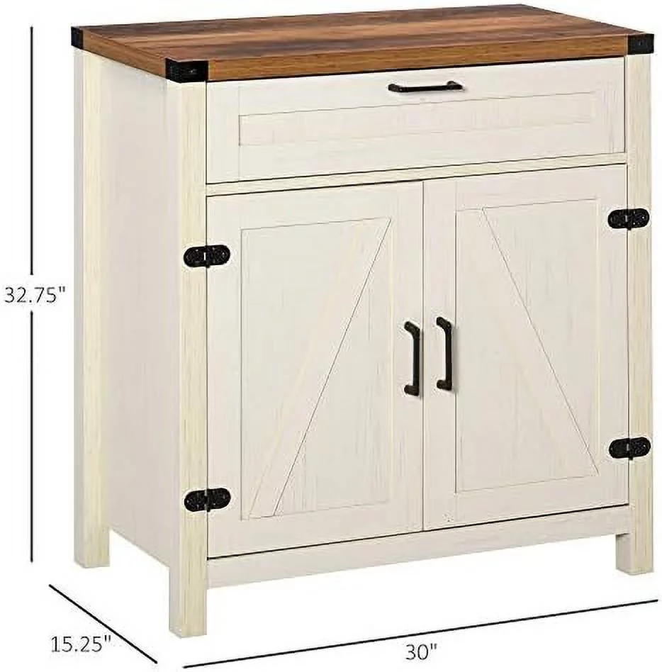 HJZBNONE Farmhouse Sideboard Buffet Cabinet  Wooden Accent Cabinet  Kitchen Cabinet with Drawer and Adjustable   Oak