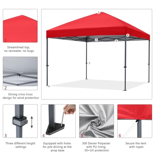 ABCCANOPY Pop Up Canopy - Outdoor Patio Portable Canopy Tent Heavy Duty for Backyard and Deck with 4 Sandbags(White, 10x10)