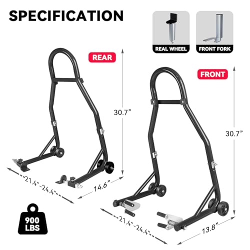 Motorcycle Stand,992 LBS Capacity Motorcycle Stands Front and Rear Combo,Universal Wheel Lift Stand with U+L Adjustable Swingarm Spool,for Most Yamaha, Honda, Kawasaki, Suzuki, Ducati, BMW