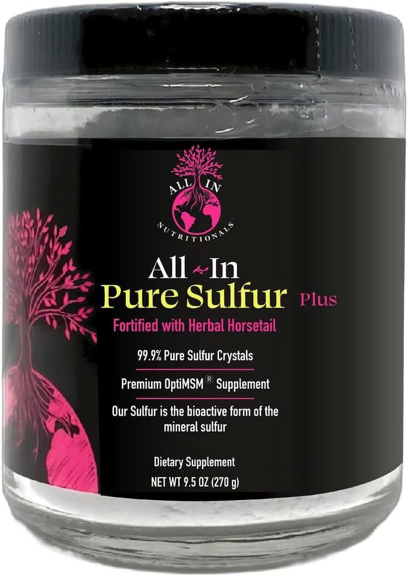 All In Nutritionals Pure Sulfur-60 Servings Per Jar! A one-of-a-Kind Formula Designed to Support Joint Health, Boost Cellular Health and Function, Support Digestion and The Brain Gut axis