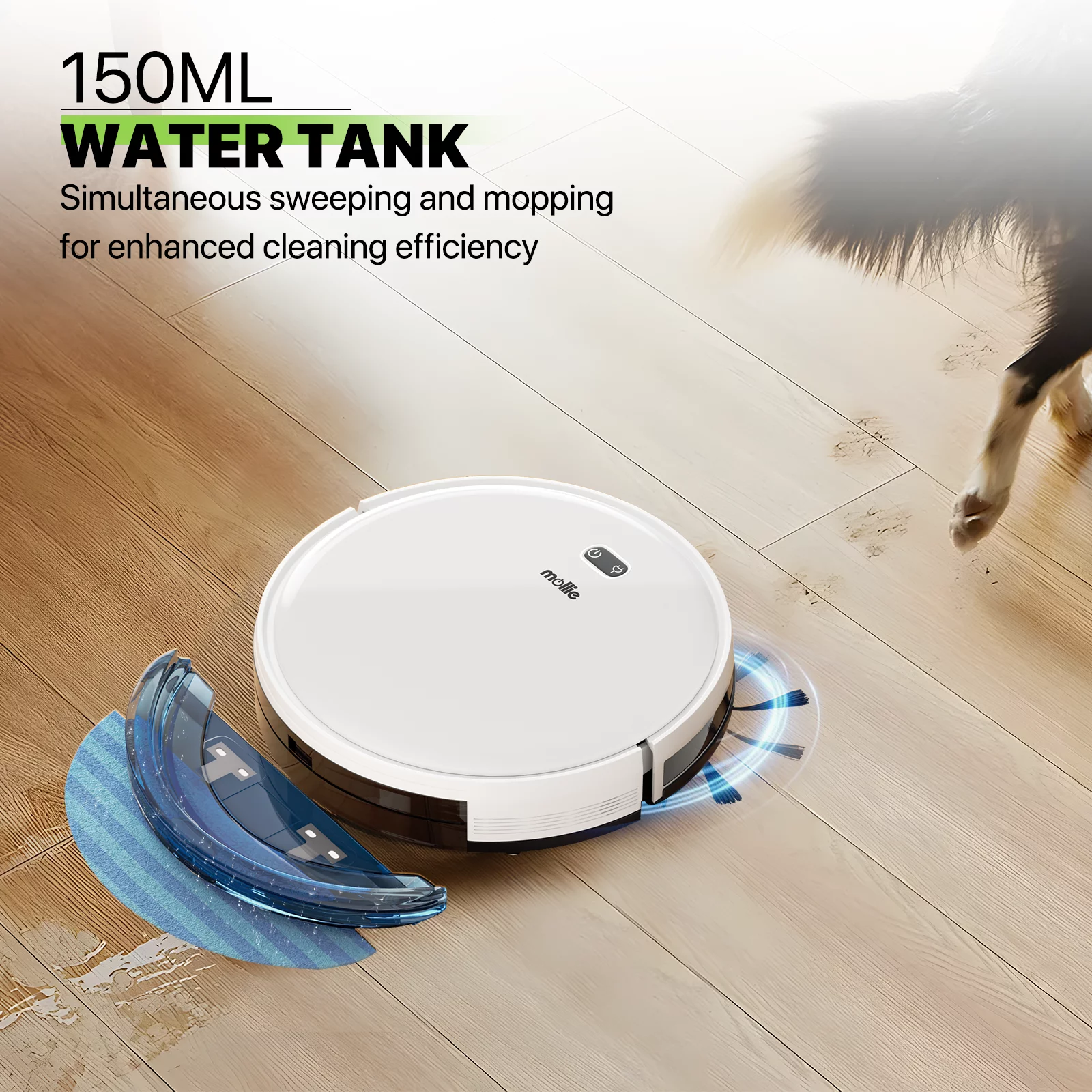 Magshion Robot Vacuum Cleaner, 2 in 1 Robot Vacuum and Mop Combo, Automatic Self-Charging Robotic Vacuum With WIFI Connection, 2800pa Strong Suction Power, White