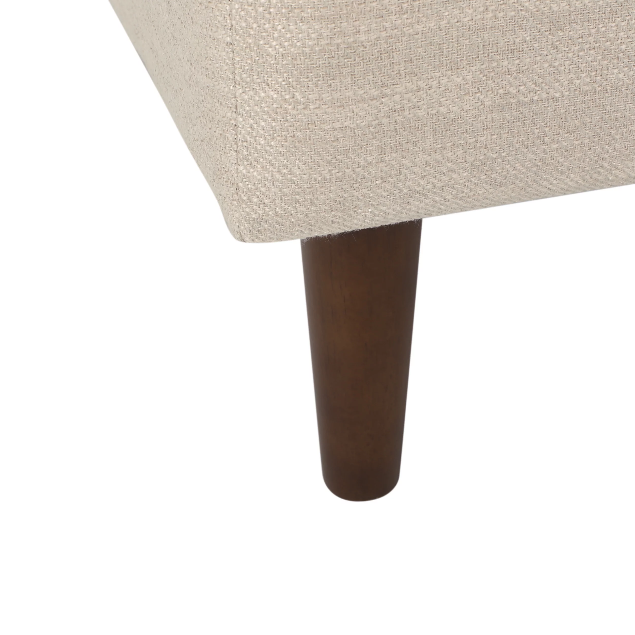 Noble House Lancer Fabric Tufted Chaise Lounge with Bolster Pillow, Beige and Natural Walnut