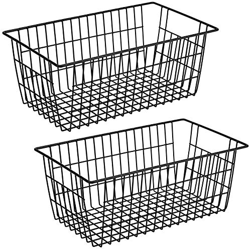 SANNO Freezer Baskets, Pantrty Storage Bins, Farmhouse Metal Wire Organizer for Kitchen Pantry Organizer 14