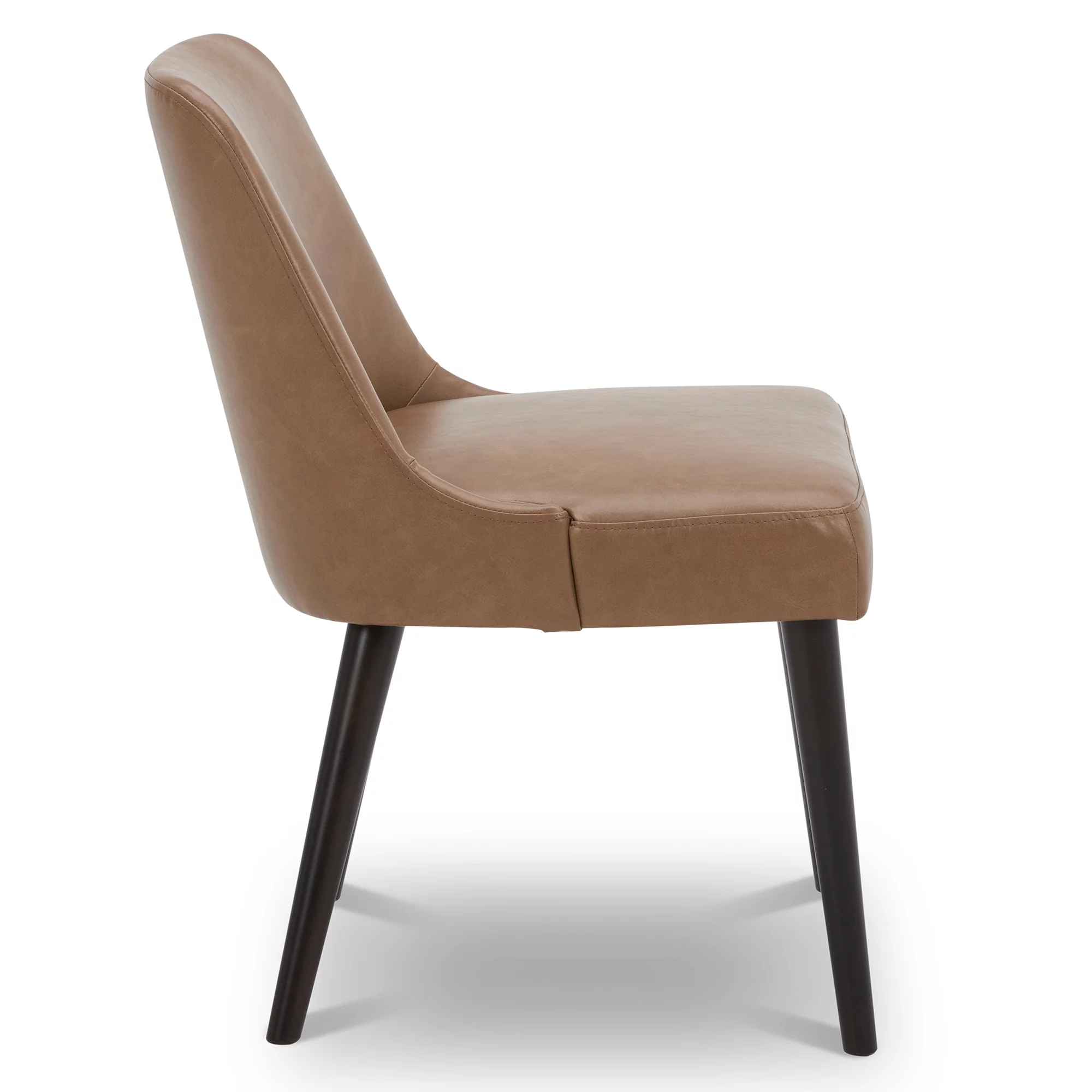 CHITA Modern Faux Leather Upholstered Kitchen & Dining Room Chairs Set of 2, Wood Legs, Saddle Brown