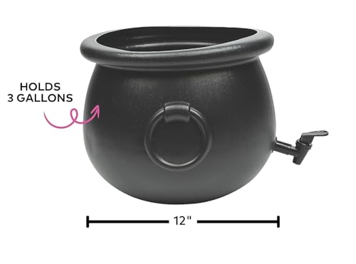 Black Witch's Cauldron 3-Gallon Drink Dispenser w/Spigot Halloween Party Accessory