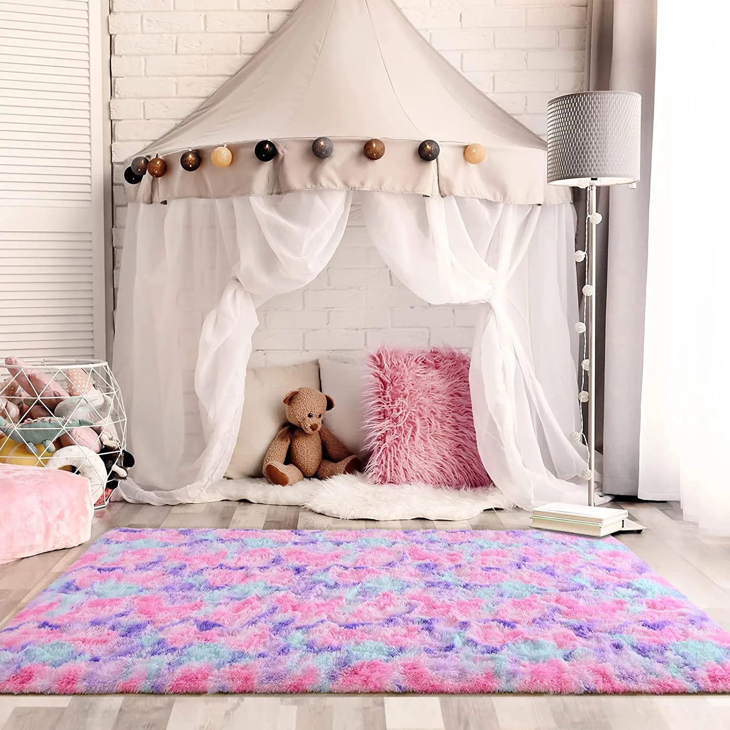 TWINNIS Night Shaggy Area Rug Bed Side Plush Fluffy Carpets for Bedroom, Living Room,5'X8',Hot Pink