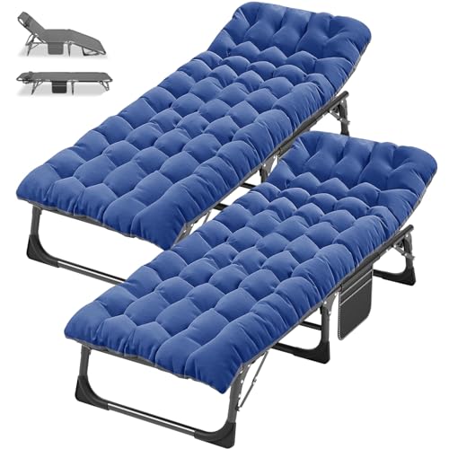 DoCred Folding Camping Cot with Mattress, 2 Pack Heavy Duty Folding Cot for Adults, Portable Sleeping Cot Bed Adults Outdoor Bed with Carry Bag, Travel Camp Cots