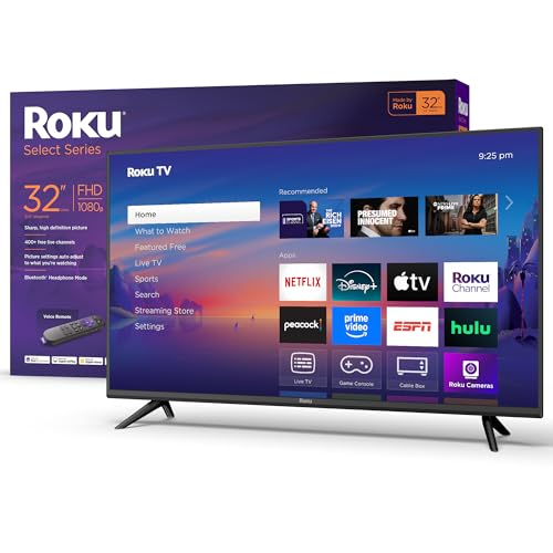Roku Smart TV 2025 – 40-Inch Select Series, 1080p Full HD TV – RokuTV with Voice Remote – Flat Screen LED Television with Wi-Fi for Streaming Live Local News, Sports, Family Entertainment