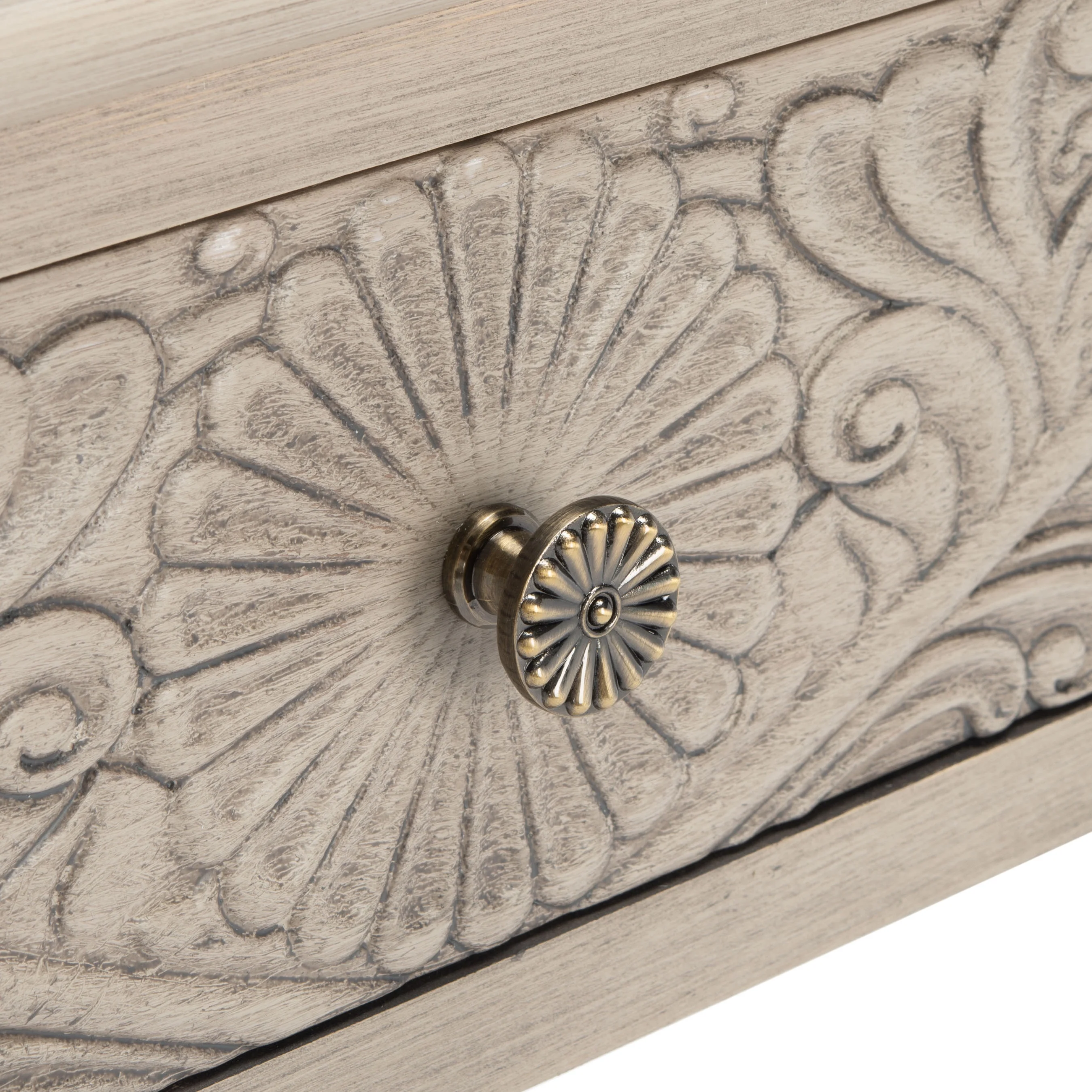 SAFAVIEH Josie French 2-Drawer Taupe Wood Rectangle Console Table (35.5 in. W x 13 in. D x 29.5 in. H)