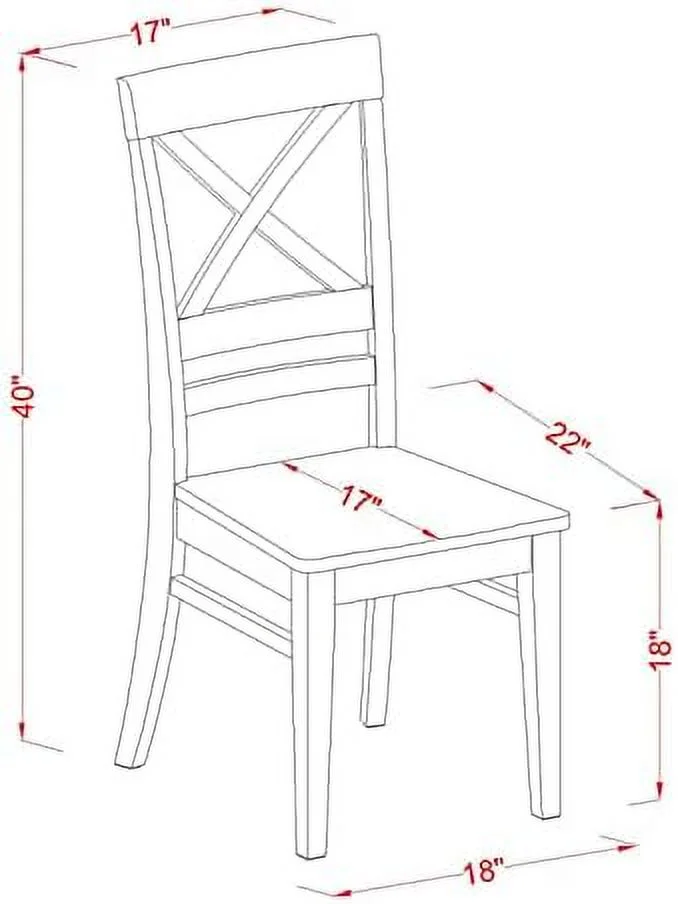 Quincy Kitchen Dining Cross Back Wooden Seat Chairs, Set Of 2, Black & Cherry