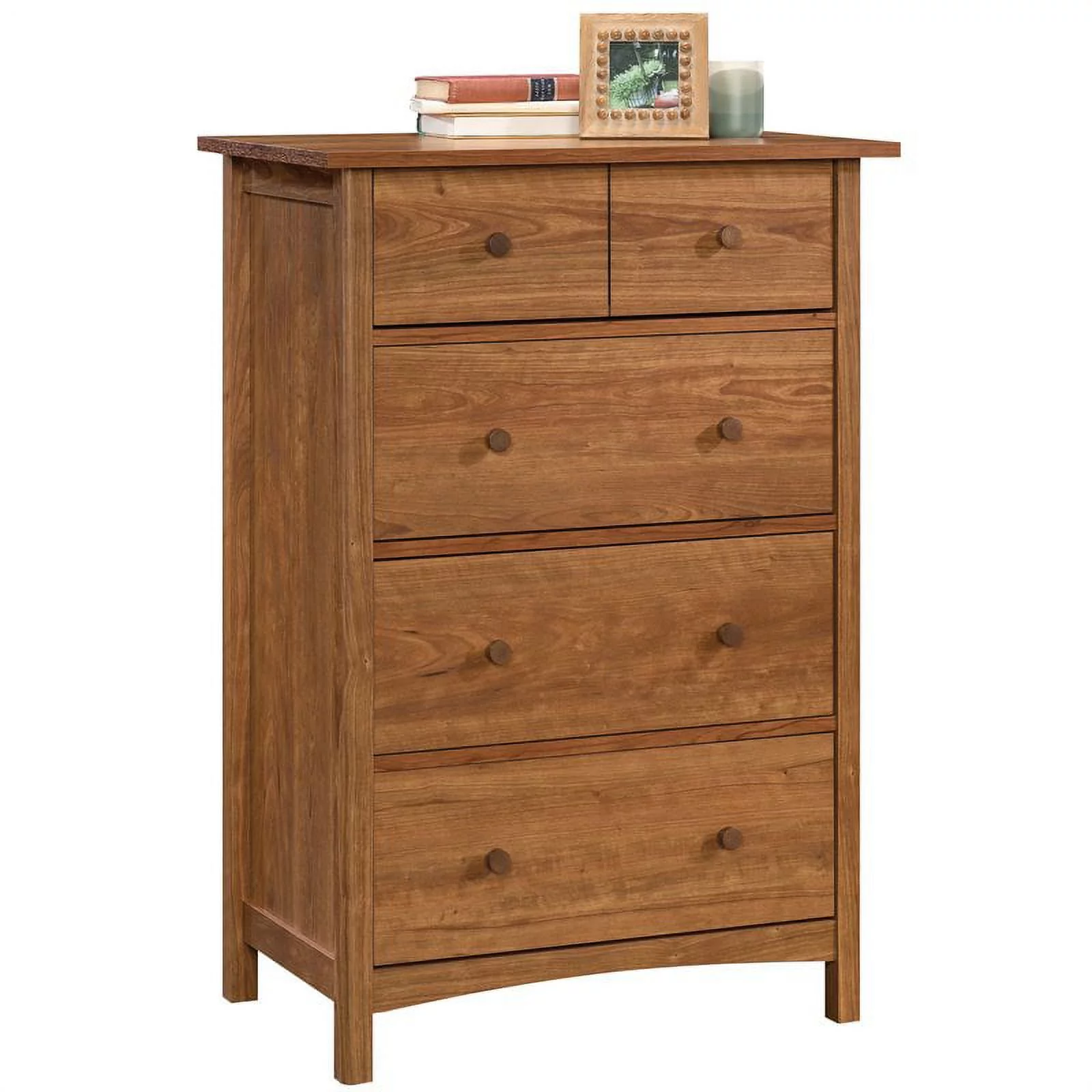 Pemberly Row Engineered Wood 4-Drawer Bedroom Chest in Prairie Cherry