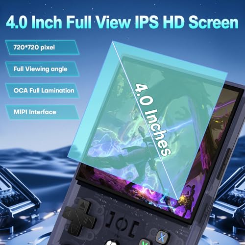 R36MAX Handheld Retro Game Console,Retro Video Game Console Built-in Games,4.0 inch IPS Screen,Linux System with Professional Gaming Chip,4000mAh Rechargeable Battery(Transparent Gray)