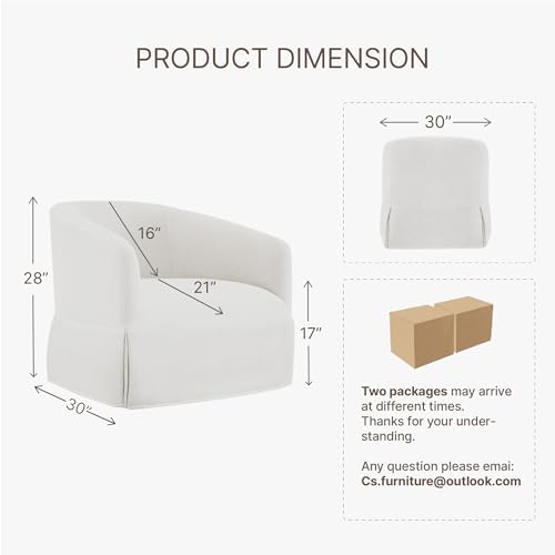 Swivel Accent Chair Set of 2, 360 Degree Linen Fabric Armchair Modern Barrel Chairs Armchair for Living Room Bedroom Home and Office,Cream White