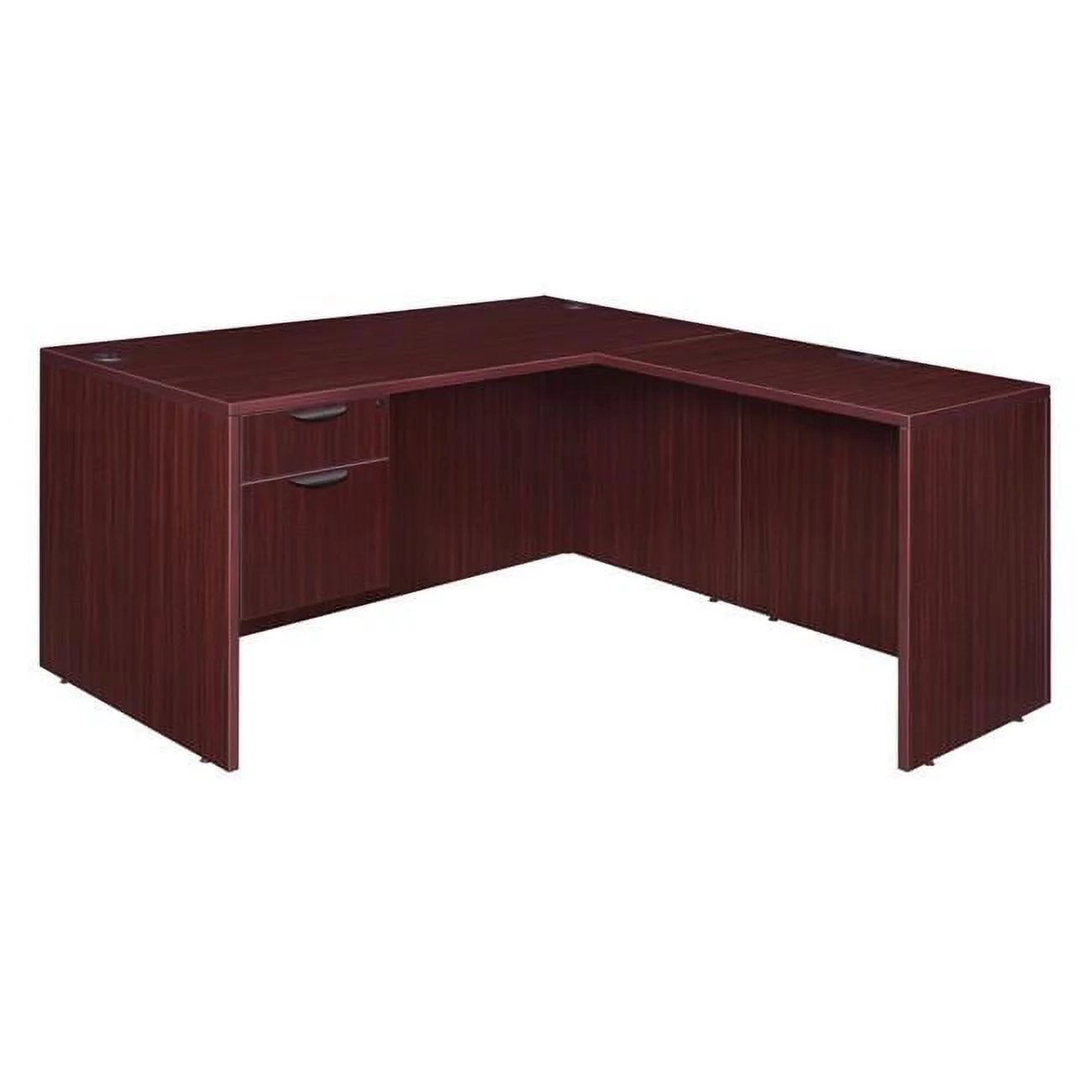 71 in. Legacy Single Pedestal L-Desk with 35 in. Legacy Return, Mahogany
