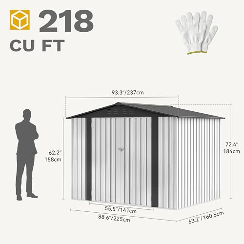 DWVO 6x4ft Storage Shed for Outdoors, Metal Sturdy Weatherproof Tool Locker with Secure Door and Ventilation for Equipment, Mowers, Bikes, Outdoor Spaces, Dark Gray