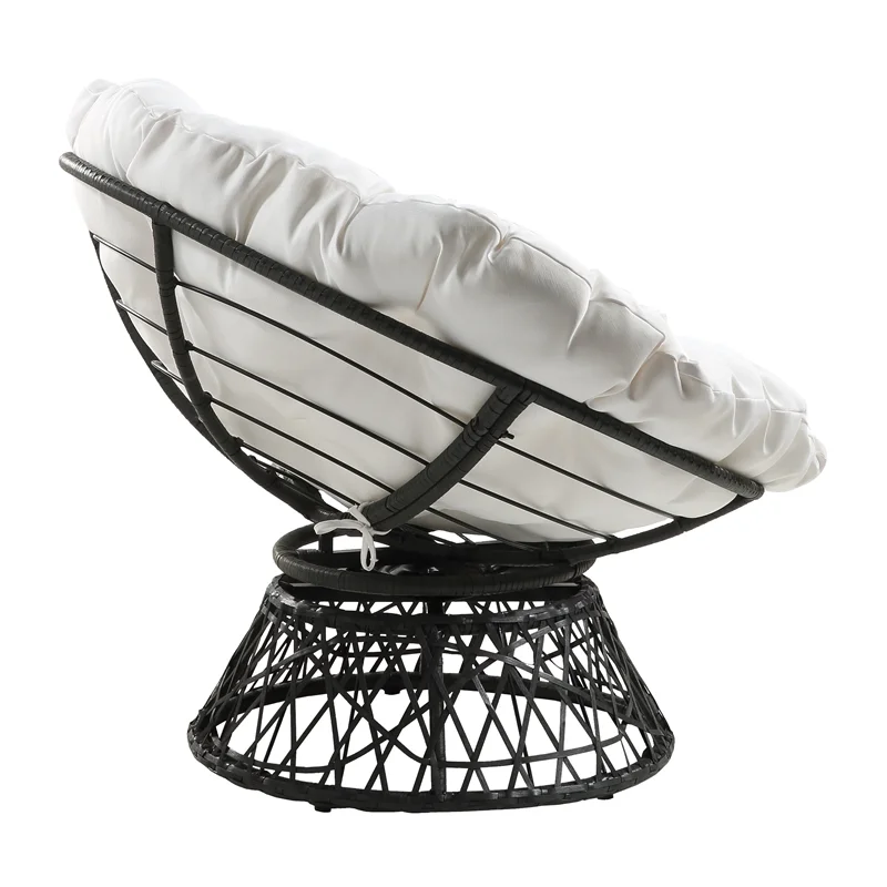 OSP Home Furnishings Papasan Chair with White cushion and Black Frame