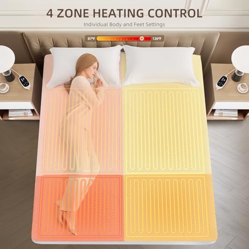 Twin XL Waterproof Heated Mattress Pad, 9 Heat Settings, Auto Off, Machine Washable, White, 39