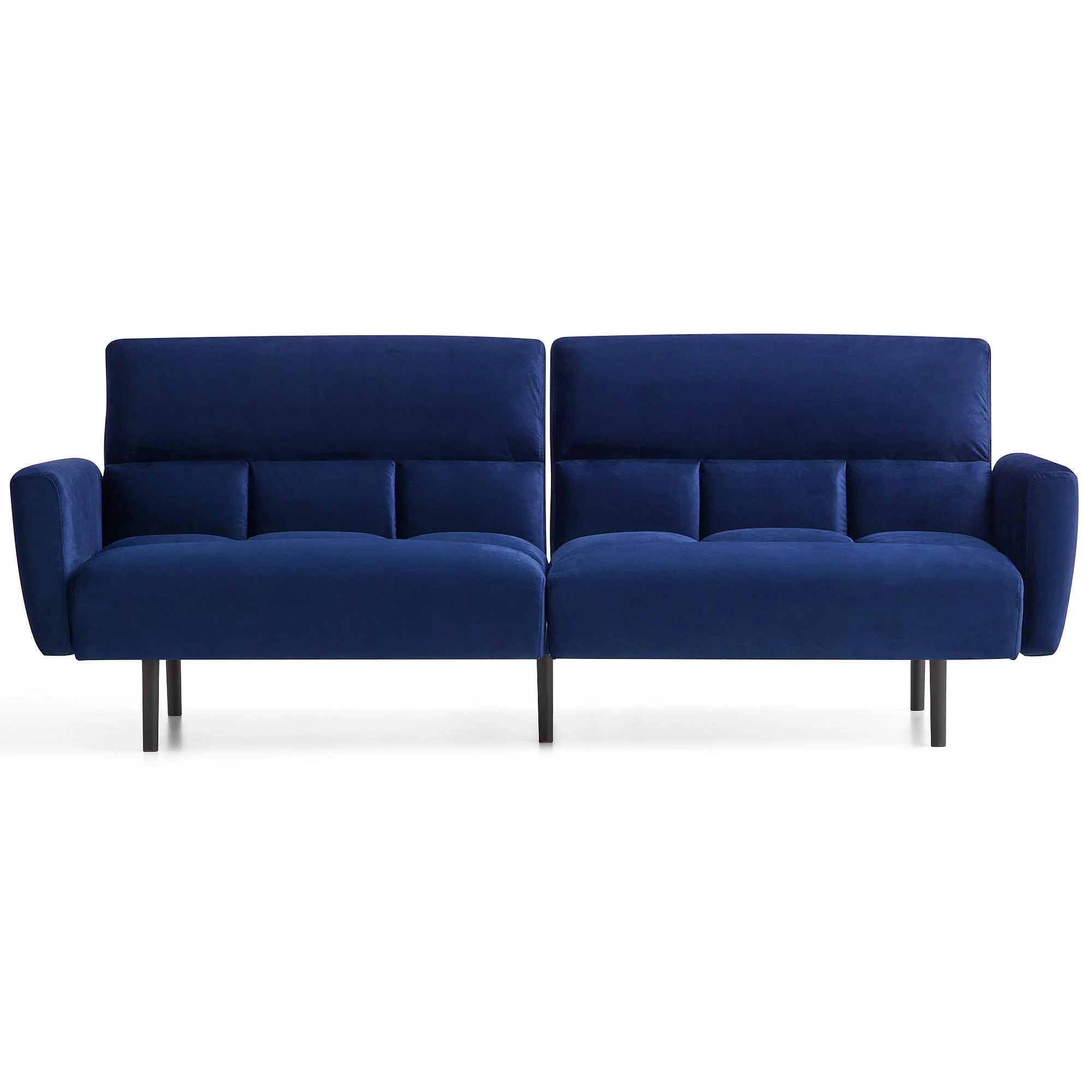 Mayview Sofa Bed with Box Tufting and Removable Arms, Navy Velvet