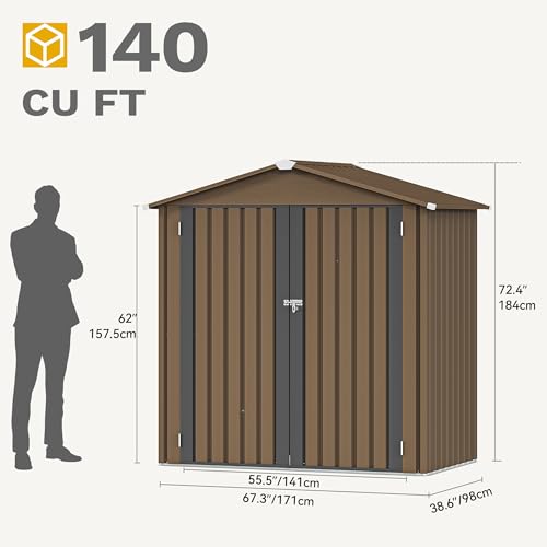 DWVO 6x4ft Storage Shed for Outdoors, Metal Sturdy Weatherproof Tool Locker with Secure Door and Ventilation for Equipment, Mowers, Bikes, Outdoor Spaces, Dark Gray