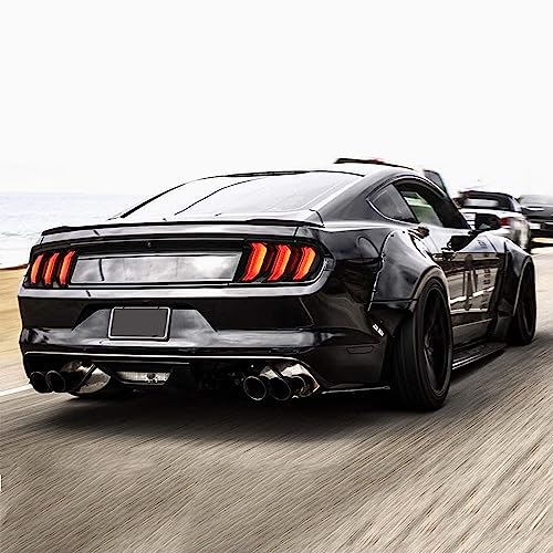 VLAND LED Rear Lights Compatible with Mustang 2015-2023 w/Sequential Amber/Red Turn Signal (5 Lighting Modes Switchable), Transparent Lens Taillight Assembly, Passenger&Driver Sides
