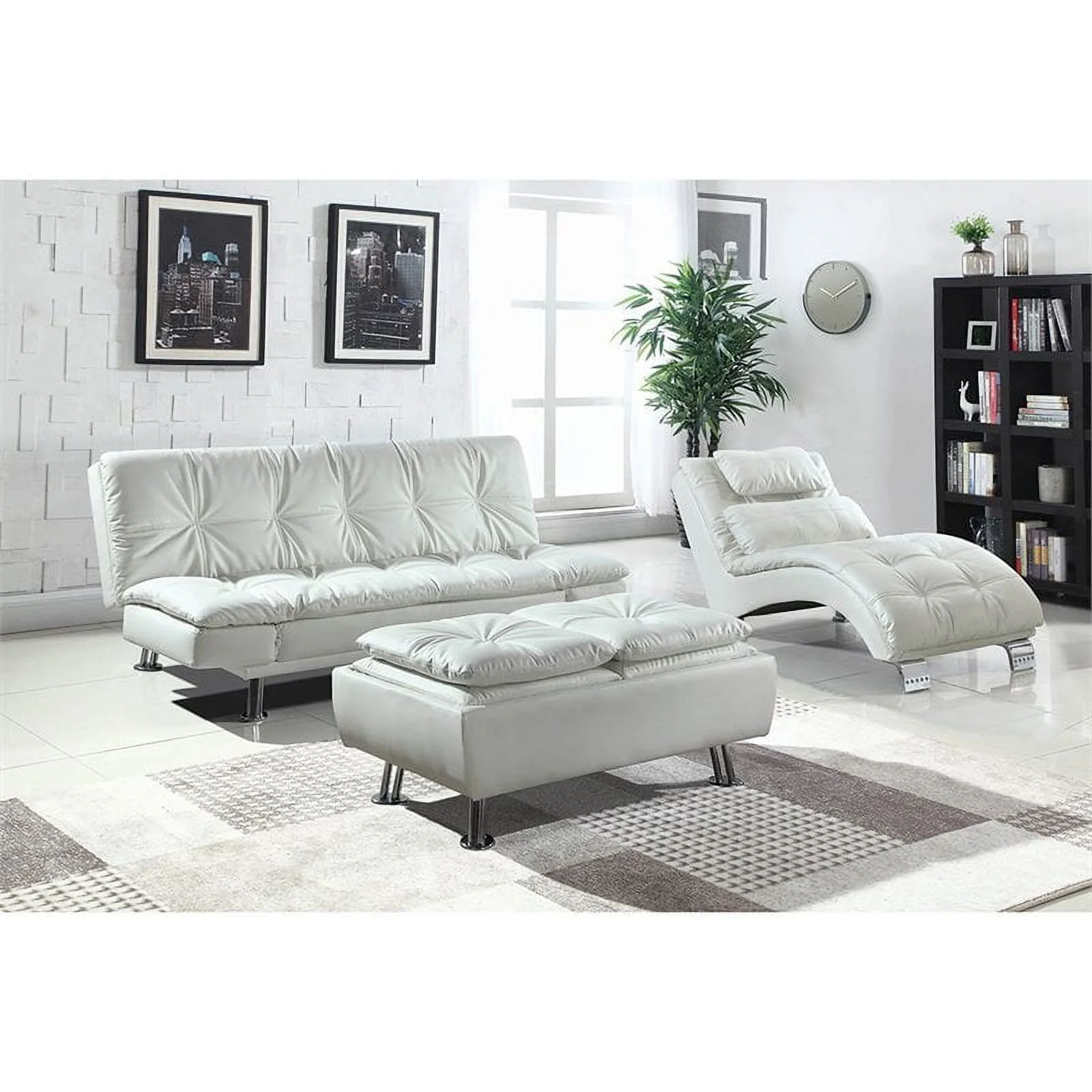 Dilleston Upholstered Chaise White