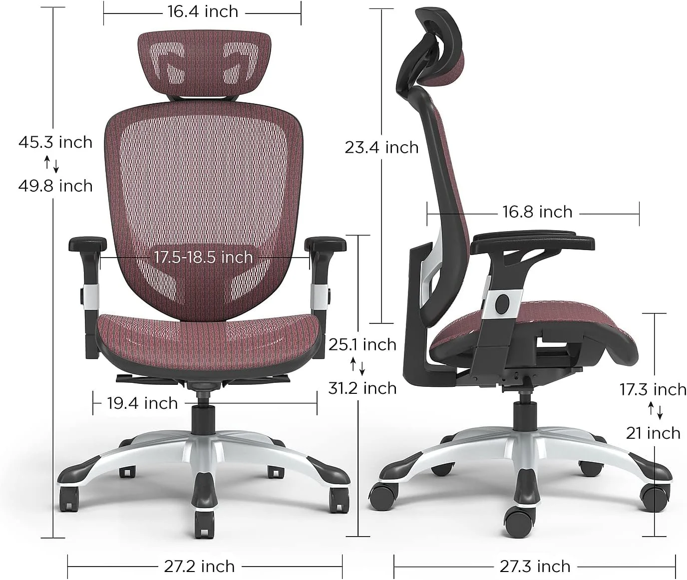 2257054 Mesh Computer And Desk Chair, Red