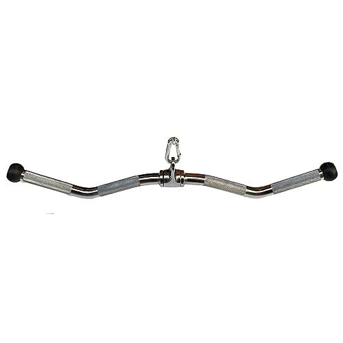 Lat Cable Machine Attachment Curl Pulldown Barbell Revolving Bar, Multi-Exerciser Cable Attachment, Solid Steel Tricep Press Down Bar with Rubber Handgrips & Revolving Hanger