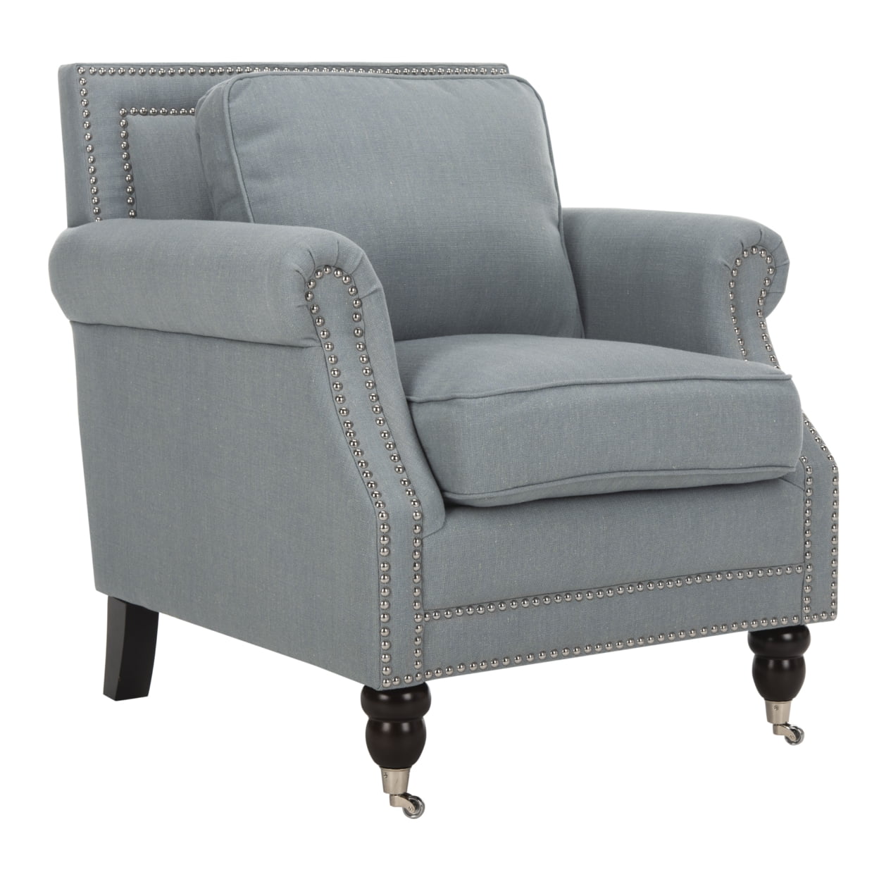 SAFAVIEH Karsen Club Chair With Silver Nail Head Sky Blue