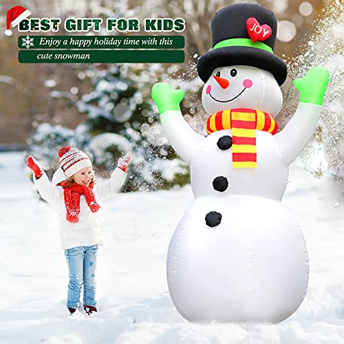 FunFanso 7FT Christmas Inflatables Snowman Outdoor Decorations, Giant Blow up Snow Man Yard Decor Built-in Bright LED Light Wear Magic Hat, Weatherproof Holiday for Garden Patio Lawn Party Xmas Gifts