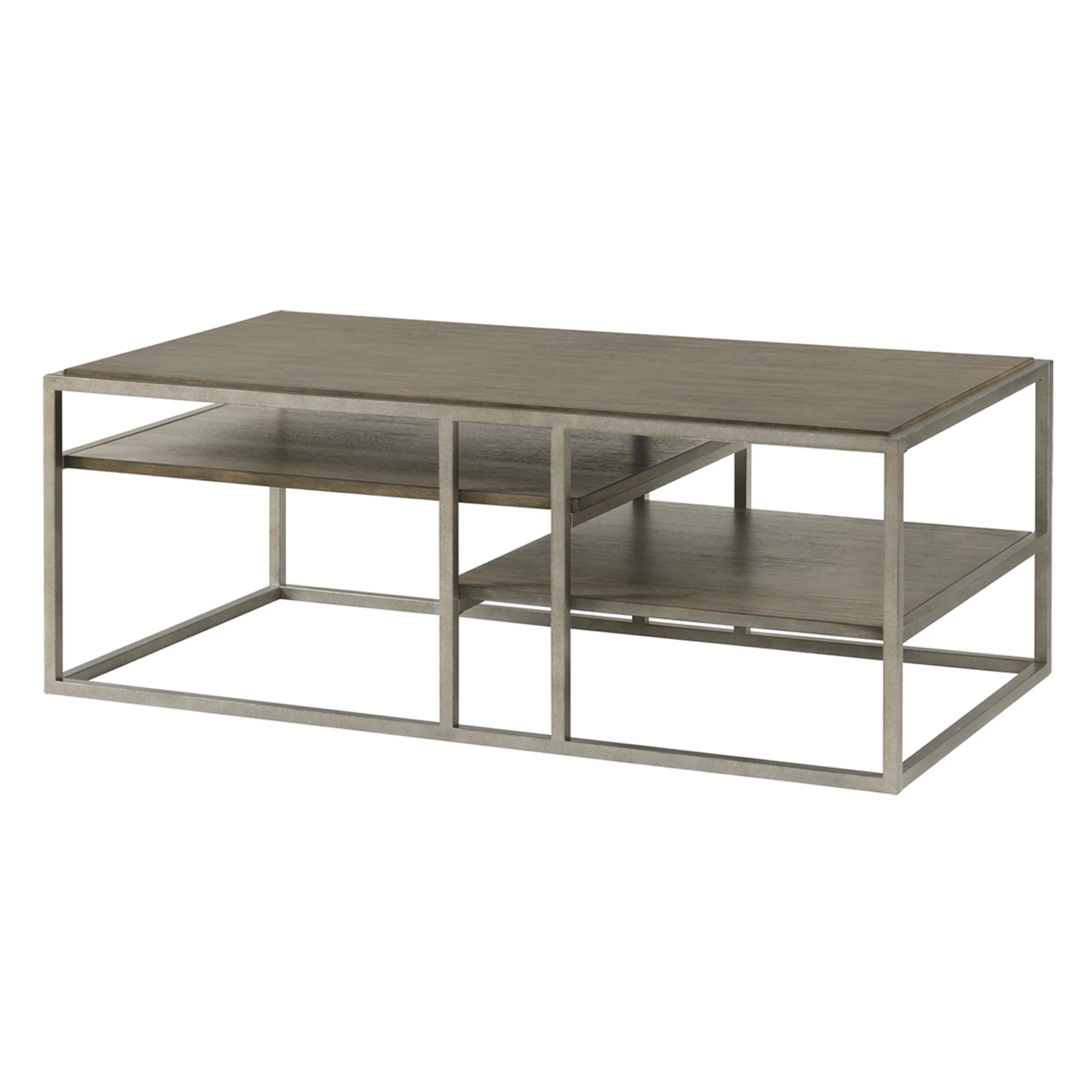 Roundhill Furniture Wood/Metal Padena Coffee Table with Shelf in Graphite Gray