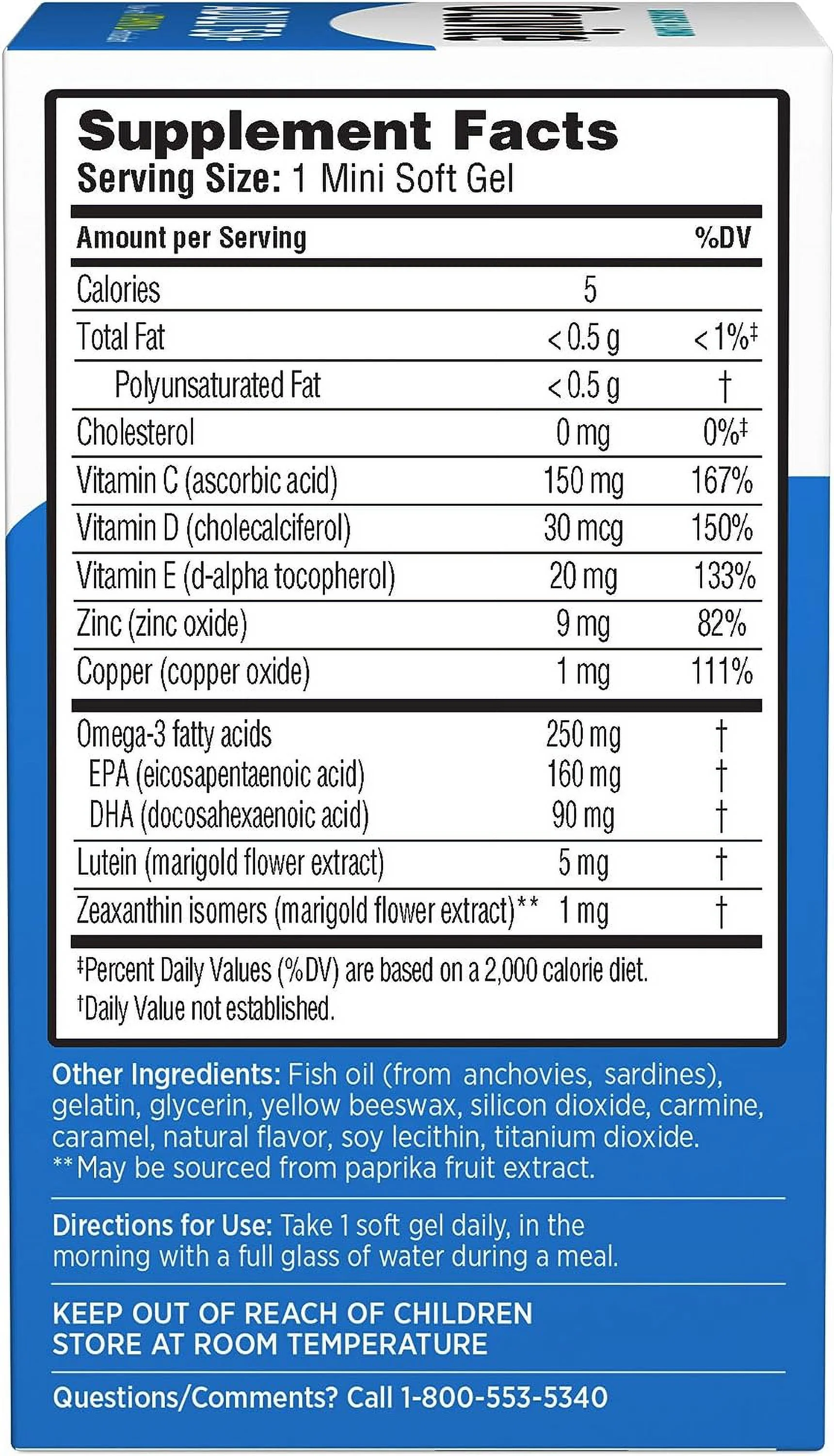 O-cuvite Adult 50+ Eye Vitamin & Mineral Supplement - 150 Softgels per Bottle