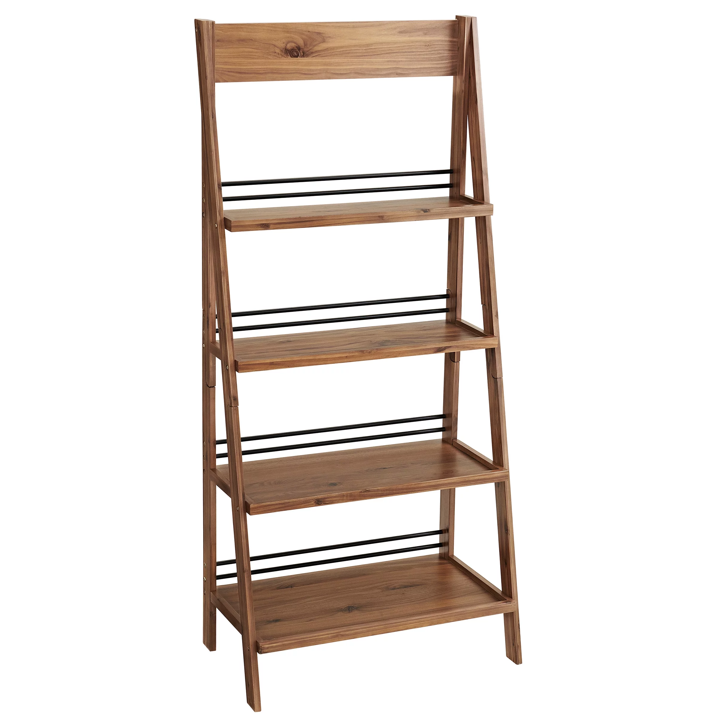 Lavish Home 4-Tier Tall Ladder Bookshelf for Living Room or Office (Walnut)