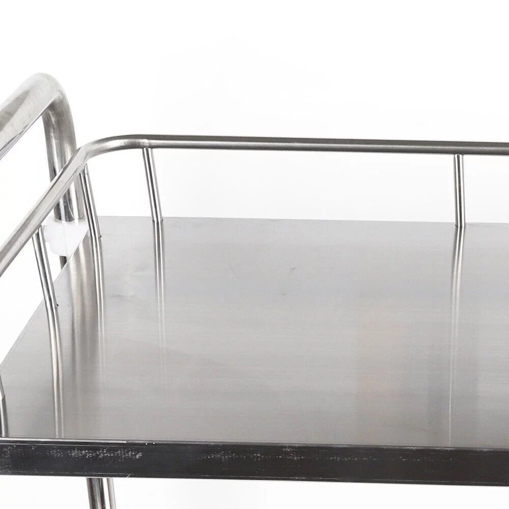 Mkyiongou 2 Tiers Stainless Steel Cart Trolley Medical Lab Mobile Rolling Serving Trolley