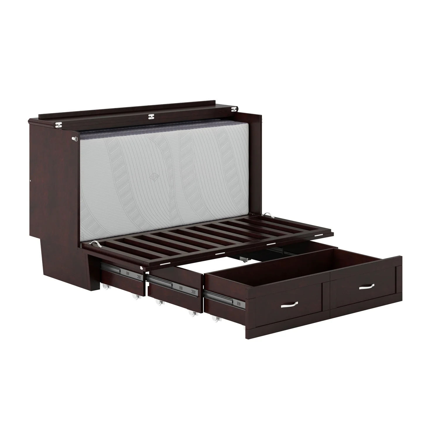 AFI Chelsea Queen Solid Wood Murphy Bed Chest with Mattress in Espresso