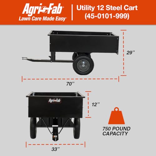 Agri-Fab 45-0101 Steel Utility Lawn & Garden Dump Cart, For Riding Lawn Mowers, 12 cu ft/750# Capacity; 16