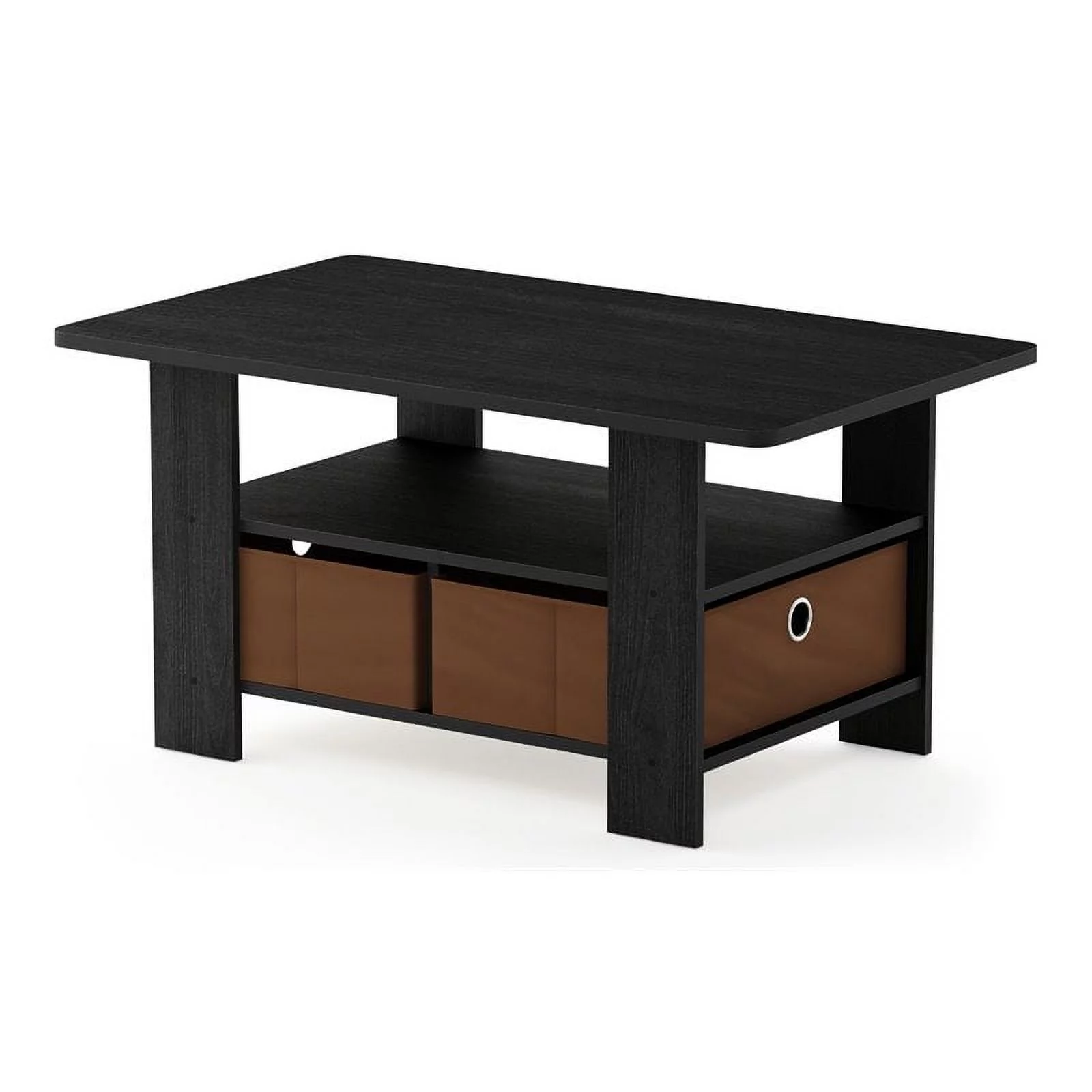 Furinno Andrey Coffee Table with Bin Drawer, Americano/Medium Brown 11158AM/MBR